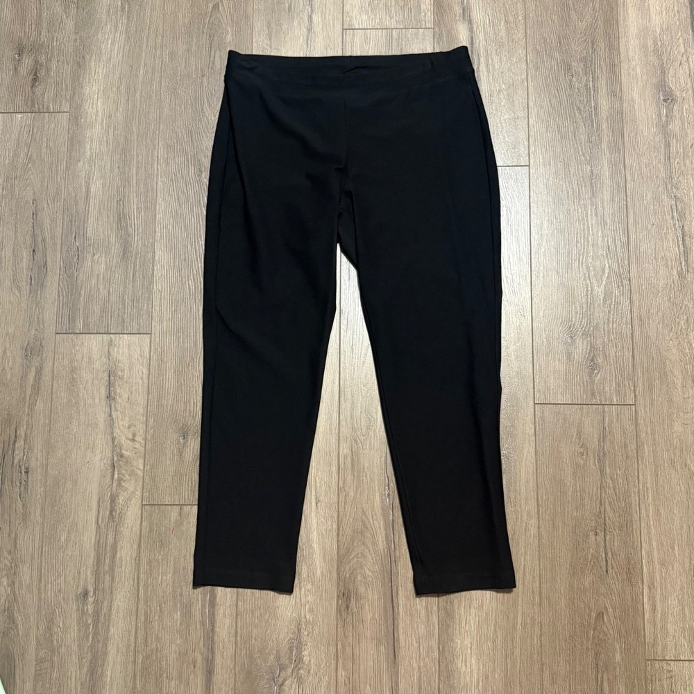 EILEEN FISHER Women's Pull On Cropped Ankle Pants Size PL Black Casual Comfort